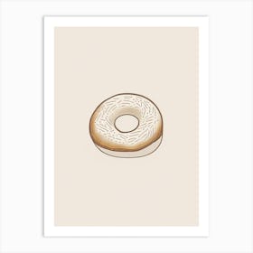 Baked Bagel Minimalist Line 1 Art Print