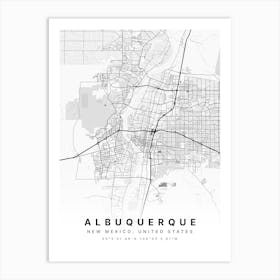 Albuquerque New Mexico USA White Map Art Print