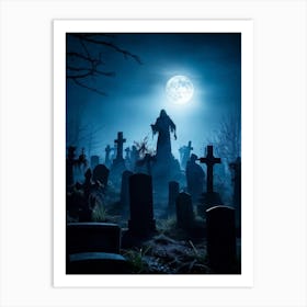 Graveyard At Night 8 Art Print