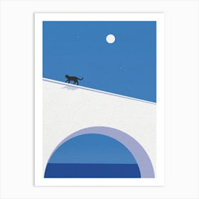 Minimal Art Cat On A Bridge Art Print