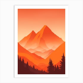 Misty Mountains Vertical Composition In Orange Tone 213 Art Print