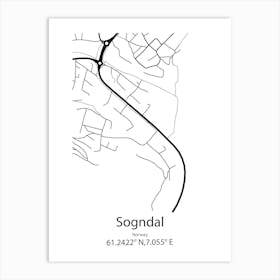 Sogndal,Norway Minimalist Map Art Print