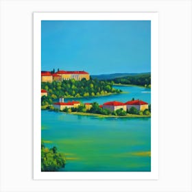 Krka National Park Croatia Blue Oil Painting 2  Art Print