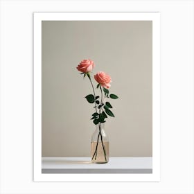 Pink Roses In A Vase Art Print