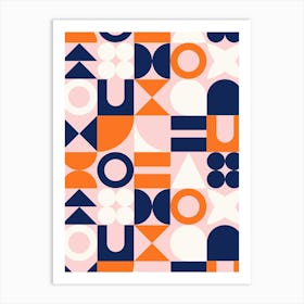 Socialite Mid Century Retro Geometric Shapes Art Print