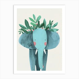 Elephant With Leaves Art Print