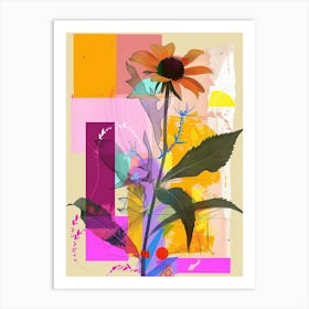 Black Eyed Susan 4 Neon Flower Collage Art Print