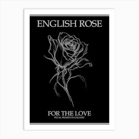 English Rose Black And White Line Drawing 36 Poster Inverted Art Print