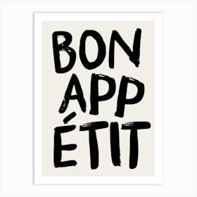 BON APPETIT BLACK & WHITE PRINT Art Print