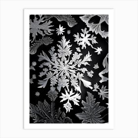 Crystal, Snowflakes, Linocut Art Print