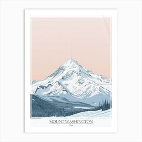 Mount Washington Usa Color Line Drawing 4 Poster Art Print