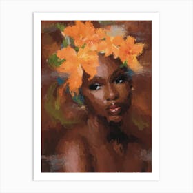 African Woman With Flowers Art Print