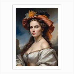 Elegant Classic Woman Portrait Painting (10) Art Print