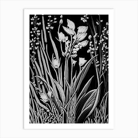 Pickerel Weed Wildflower Linocut Art Print
