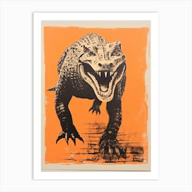 Crocodile, Woodblock Animal Drawing 4 Art Print