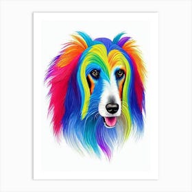 Afghan Hound Rainbow Oil Painting Dog Art Print