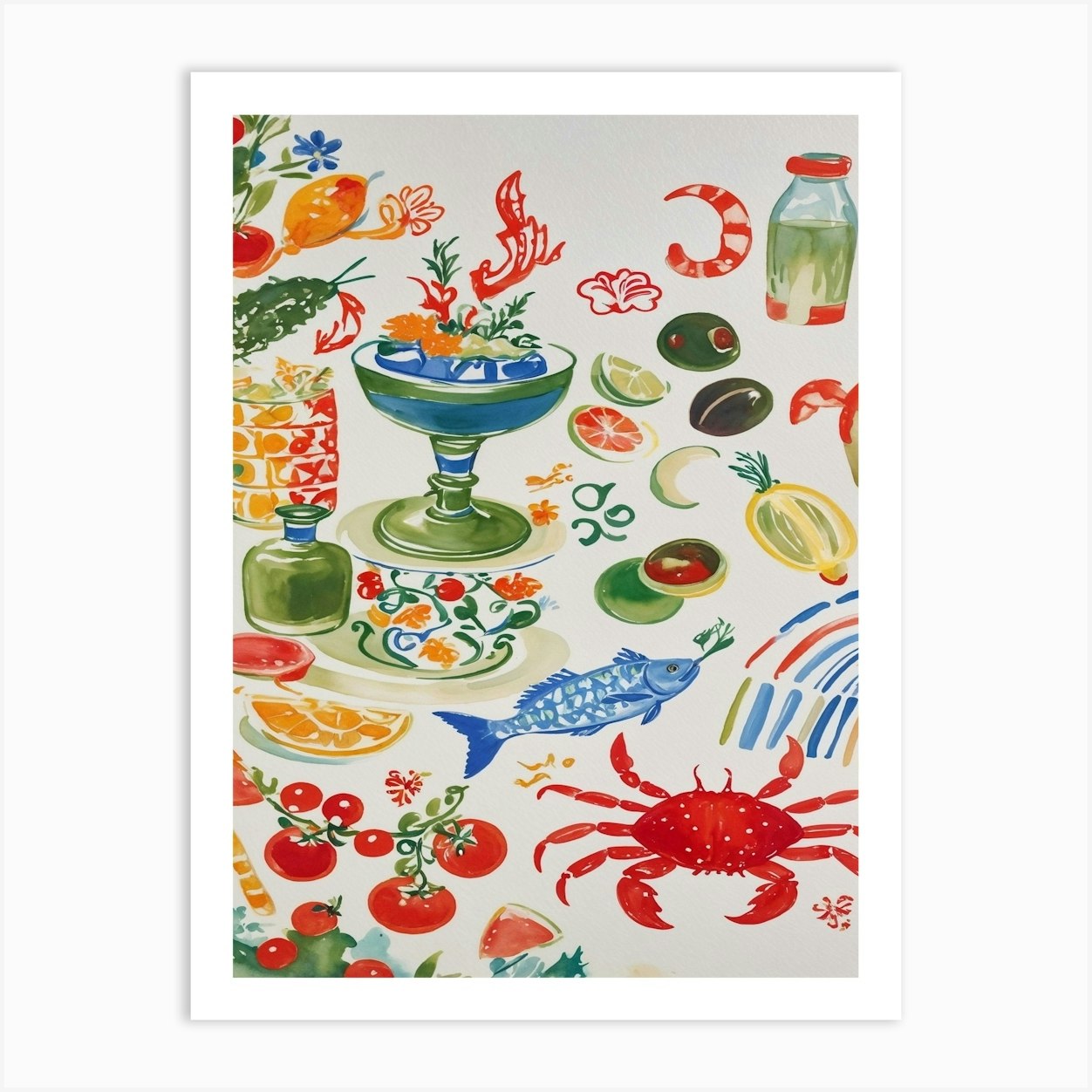Summer Kitchen Hand Drawing Art Print by Lucent Art Shop