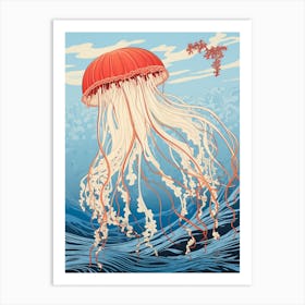 Sea Nettle Jellyfish Japanese Illustration 4 Art Print