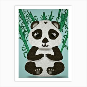 Panda print ,bamboos,kids,nursery,cute bear Art Print