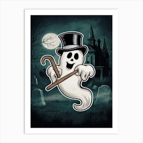 halloween Ghost With Cane Art Print