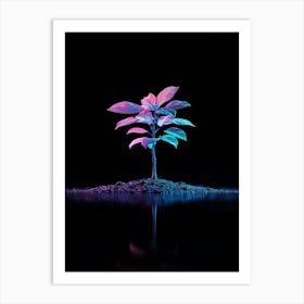 Tree On A Black Background 2 Art Print