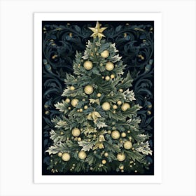 William Morris Style Christmas Tree 5 Art Print
