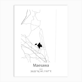 Maesawa,Japan Minimalist Map Poster