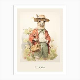 Beatrix Potter Inspired  Animal Watercolour Llama 1 Art Print