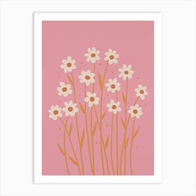 Simple Daisies Pink And Peach Art Print