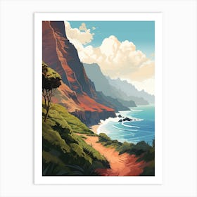 Kalalau Trail Hawaii 4 Hiking Trail Landscape Art Print