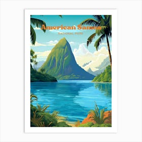 American Samoa National Park Hawaii Island Beach Modern Travel Illustration Art Print