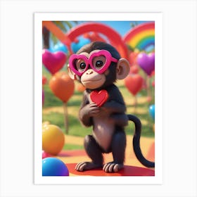 Monkey With Glasses 1 Art Print