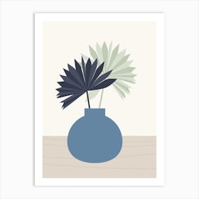 Vase With Two Fan Palm Leaves 1 Art Print