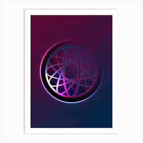 Geometric Neon Glyph on Jewel Tone Triangle Pattern 016 Art Print