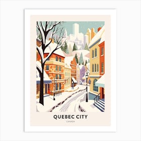 Vintage Winter Travel Poster Quebec City Canada 2 Art Print