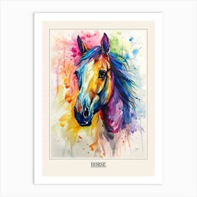 Horse Colourful Watercolour 1 Poster Art Print