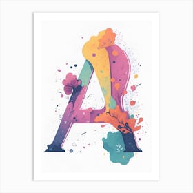 Colorful Letter A Illustration 54 Art Print