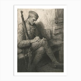 Soldier Writing Letter (1919) By Wladyslaw Theodore Benda Art Print