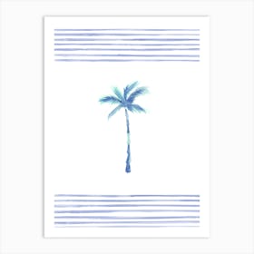 Blue Stripes Palm Art Print