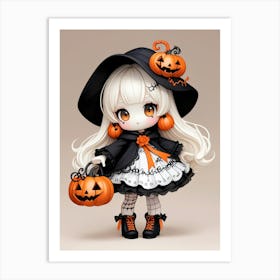 Cute Halloween Girl 1 Art Print