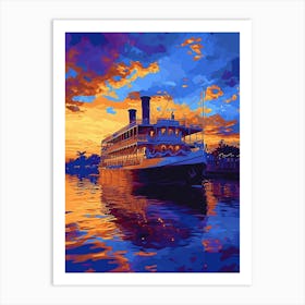 Steamboat Natchez Minimal Painting 4 Art Print