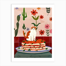 Cat And Lasagne 2 Art Print