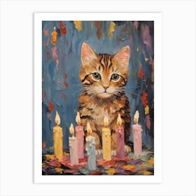 Cat and Candles Art Print