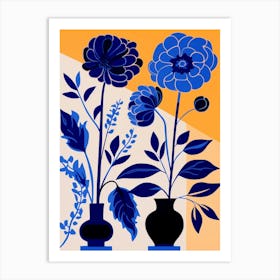 Blue Flower Illustration Calendula 3 Art Print