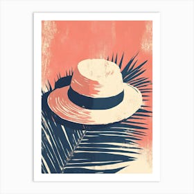 Hat On A Palm Leaf Art Print