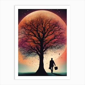 Moon And The Tree Art Print