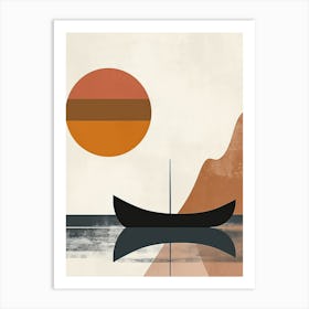 Boat At Sunset, Scandinavian Simplicity Art Print