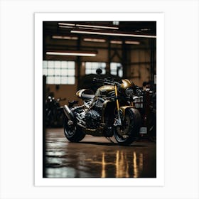 Gold Triumph Motorcycle Art Print