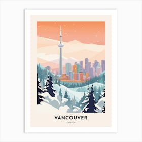 Vintage Winter Travel Poster Vancouver Canada 2 Art Print