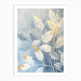 Gold And Blue Leaves Art Print